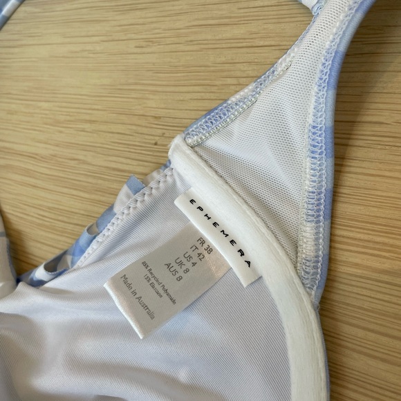 Ephemera Sky Gingham Tiered Bikini Top sz US 4 NWOT - Picture 5 of 5